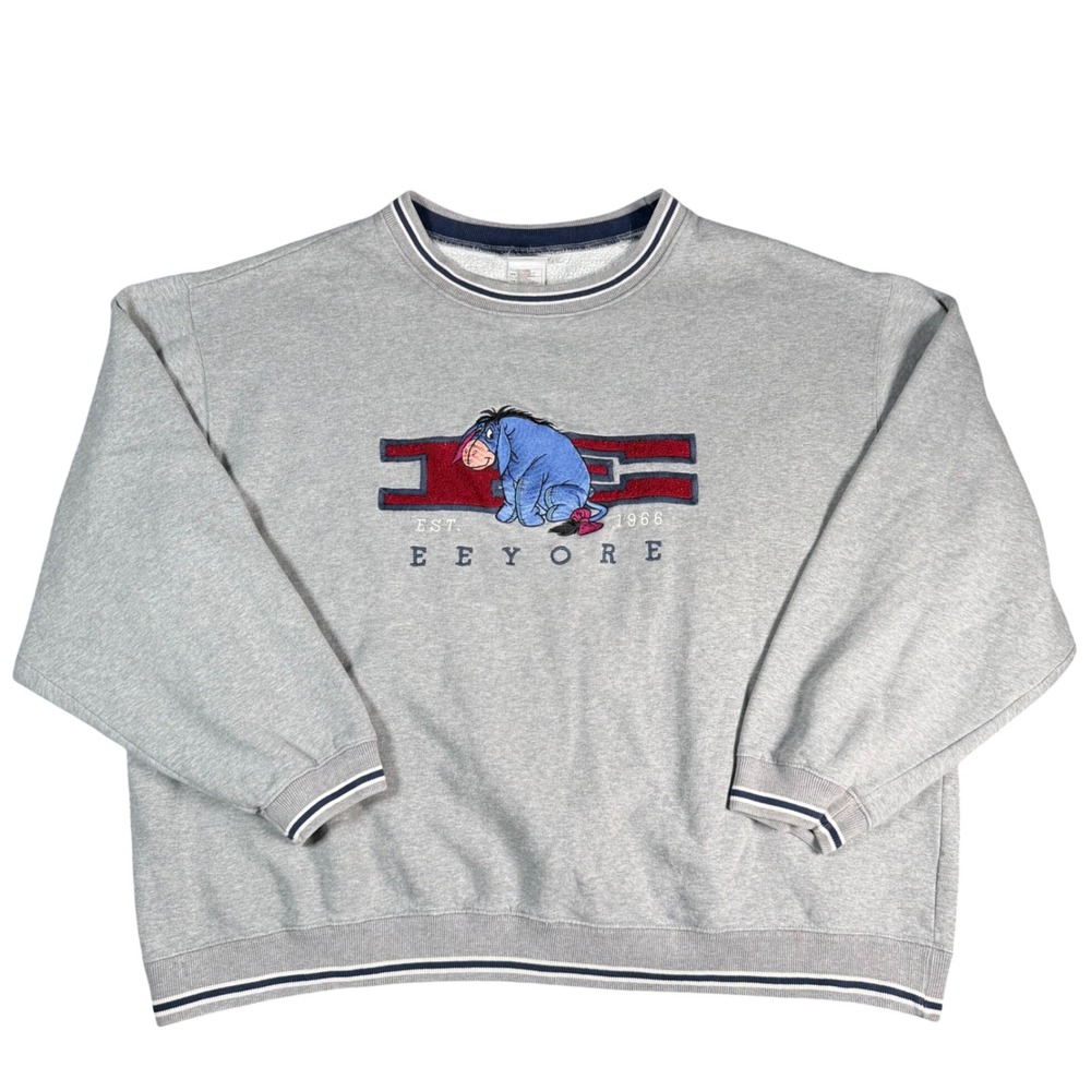 Disney Store Eeyore Sweatshirt Unisex XXL Gray Embroidered Vintage 90s Pullover